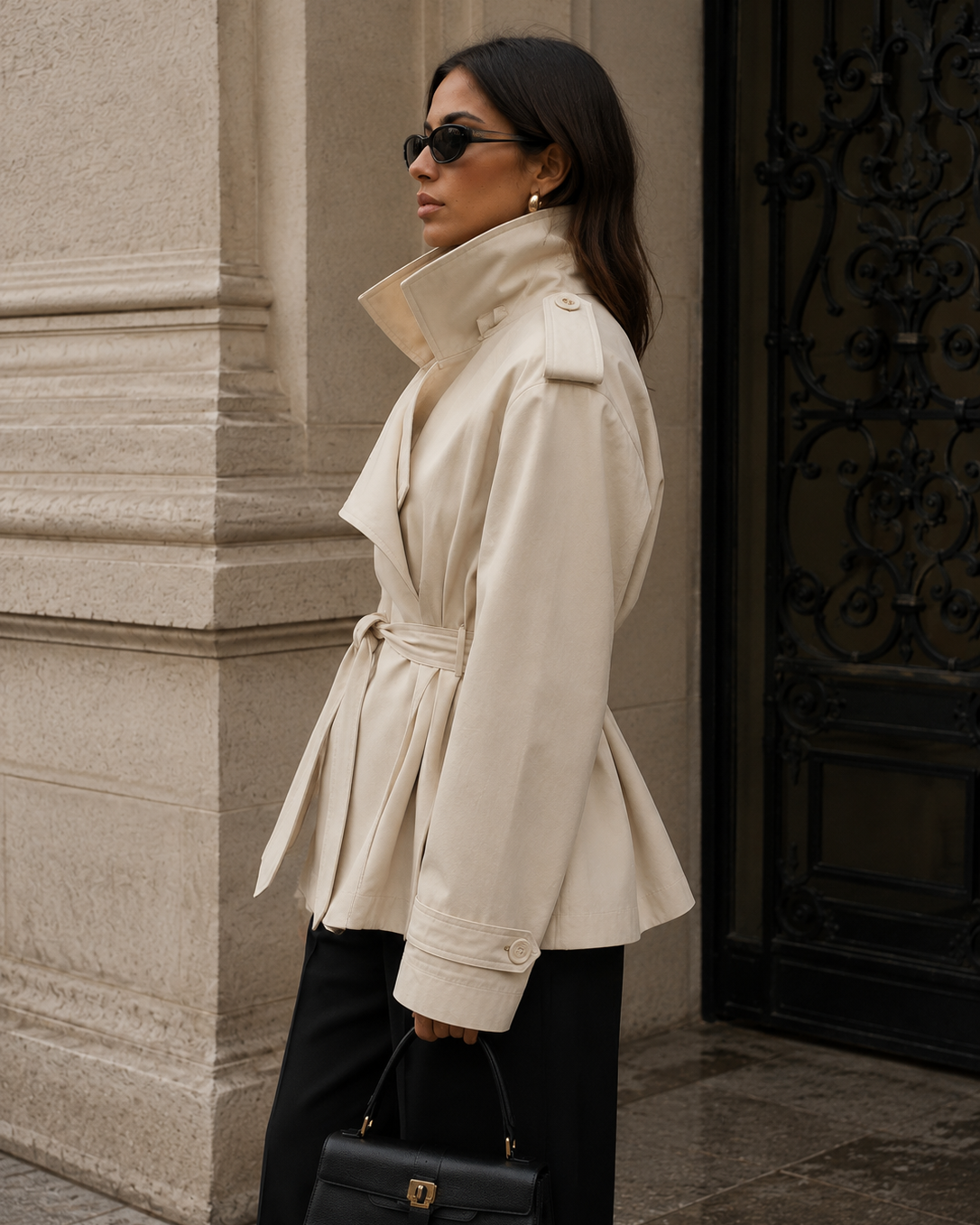 Belted Short Trench Coat