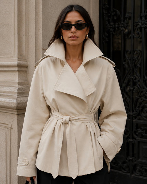 Belted Short Trench Coat