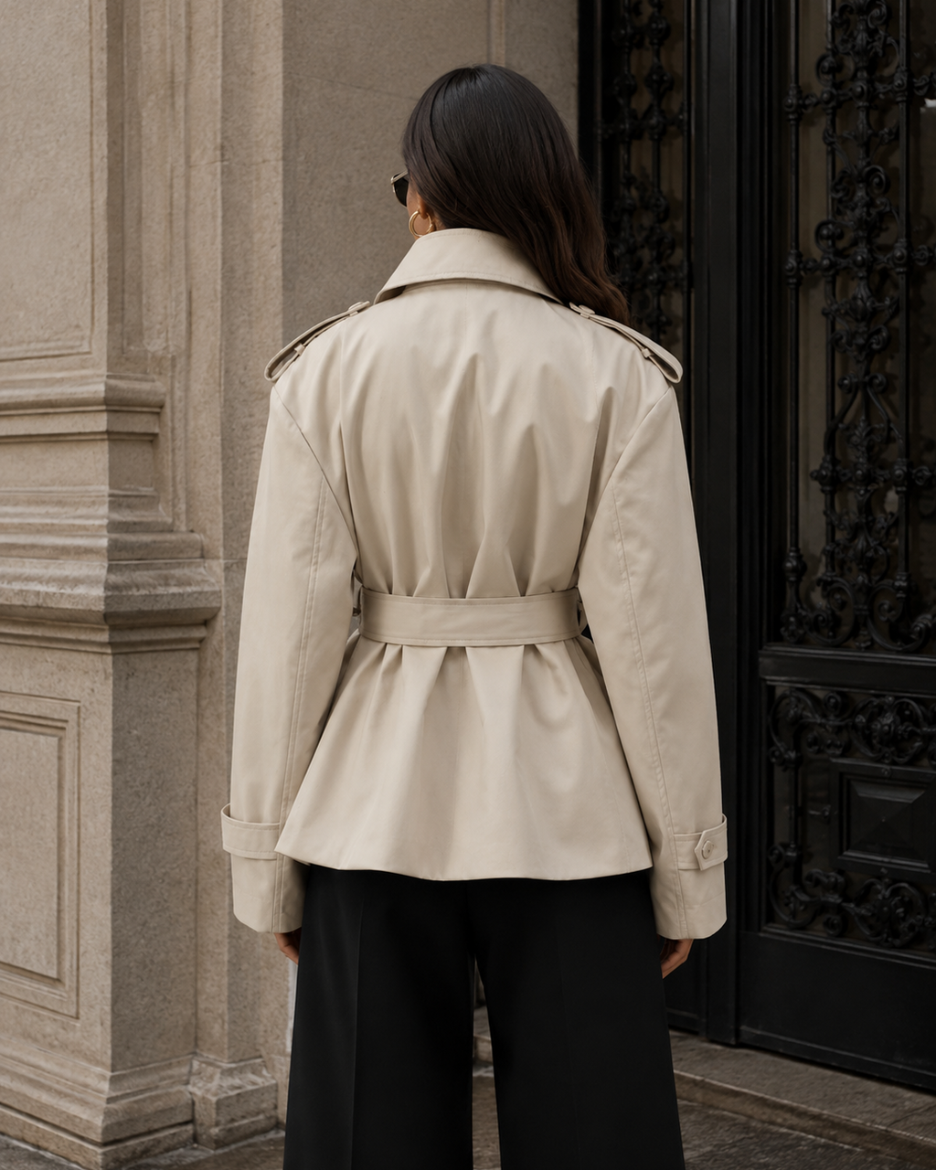 Belted Short Trench Coat