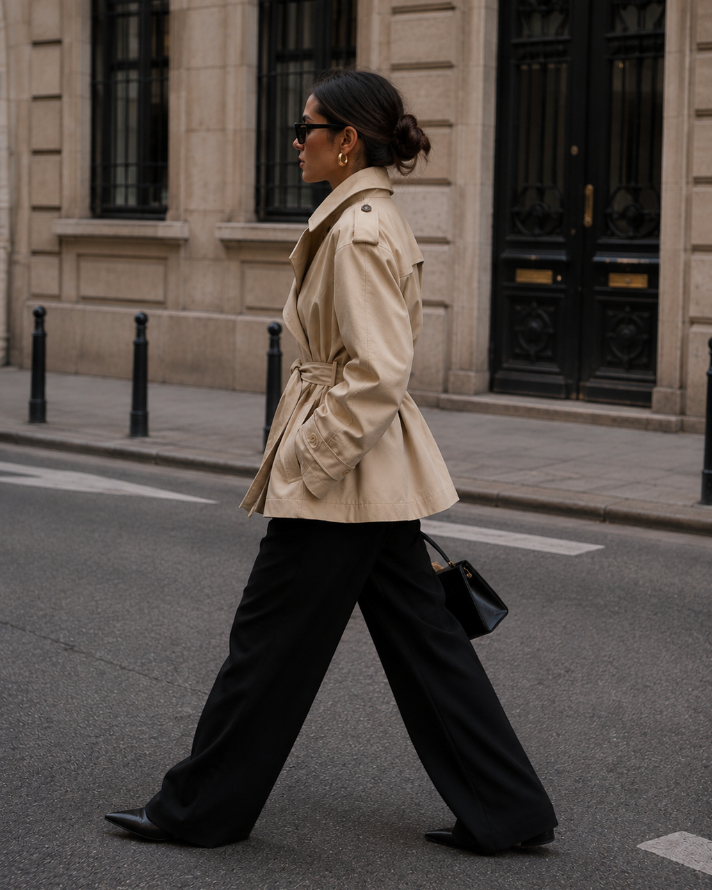 Belted Short Trench Coat