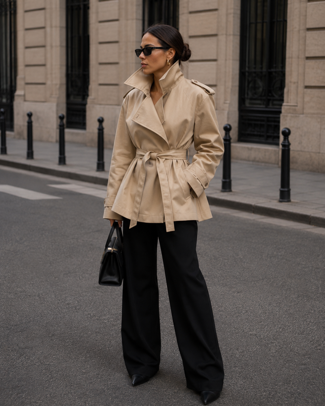 Belted Short Trench Coat